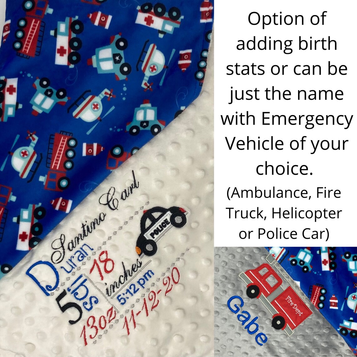 Personalized EMS Baby Blanket Embroidered Ambulance Birth Etsy