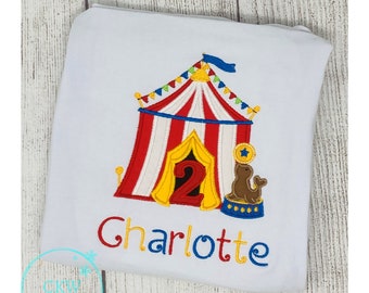 Personalized Embroidered Circus Tent Birthday Shirt