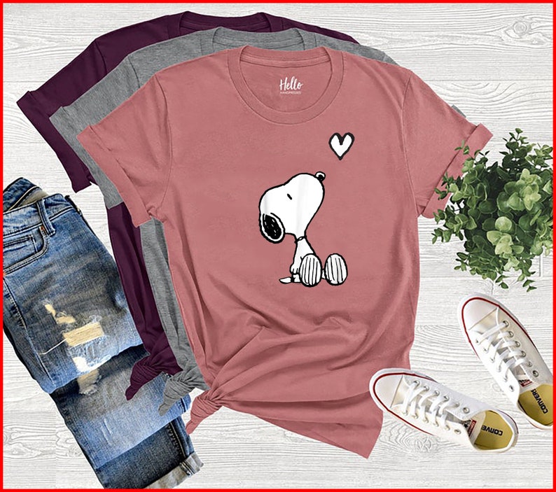 Peanuts Valentine Snoopy Heart T-shirt | Etsy