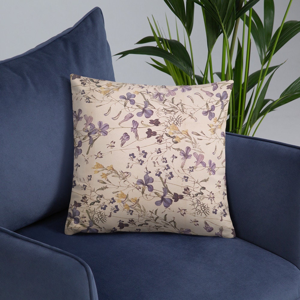 Lilac Floral Throw Pillow Decorative Cushion Lilac Love Etsy