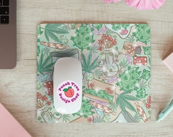 Leuke stoner-muismat, Pothead-cadeau, apotheek, kristallen muismat, Cottagecore-decor, mooie bureauaccessoires, gamercadeaus voor haar, mat