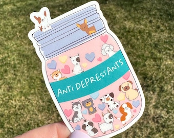 Dog Mom Antidepressant Sticker, Self Care Gift, Water Bottle Mental Health Sticker, Laptop Label Dog Lover, Dopamine Decal Present