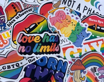 Pride Sticker Pack, LGBTQ Stickers Bundle, handmade lgbtqia+ computer stickers, Human Rights Stickers Pack, Equality Decals, Gay Pride Gifts