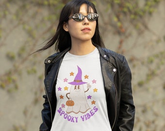 Spooky Vibes Vintage Halloween Ghost Unisex Tee