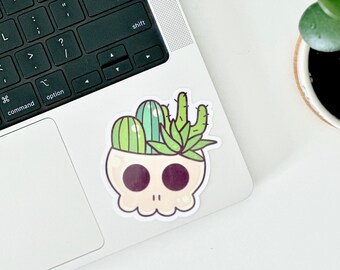 Cactus Sticker, Succulent Gift, Plant Stickers for Water Bottle, Whimsigoth Gifts, Cute gift for plant lover, Cactus Decor, Skull Planter