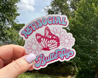 Antisocial Butterfly, Introvert sticker, Funny introvert sticker, Ew People, Laptop Sticker, Anti Social Club, Tumbler Decal, Sarcastic
