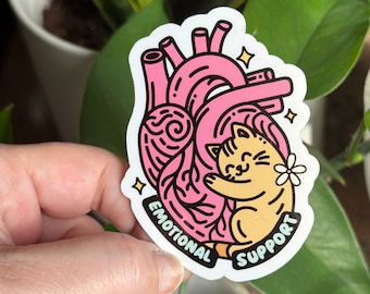 Emotional Support Cat Sticker, Mental Health Sticker, Cat Sticker Laptop, Therapist Sticker, Cute Self Lover Sticker, Funny Cat Sticker