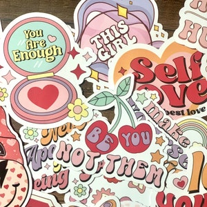 Valentine&#39;s Day Sticker Pack, Affirmation Stickers, Self Love Club, Valentine Laptop Decal, Self Love Gift, Gifts for Her, Retro Valentine