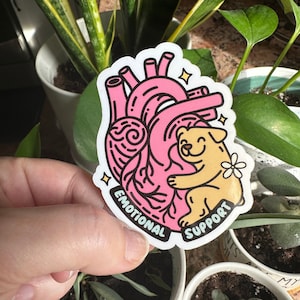 Emotional Support Dog Sticker, Water Bottle Mental Health Sticker, Laptop Label Dog Lover, Dog Heart Sticker, Stocking Stuffer Gift, Dog Mom