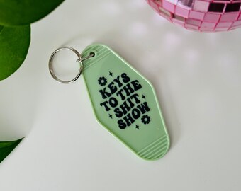 Keys To The Shit Show Keychain, Retro Motel Keychain, Funny Keychain, Car Key Tag, Little Gifts for Friends, New Driver Gift, Groovy Girl