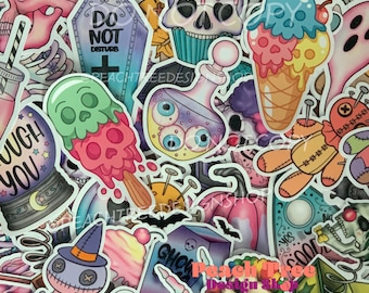 Mystery Spooky Sticker Pack, Ghost Stickers, Halloween Flair, Creepy Water bottle sticker, pastel goth, creepy sticker, pastelloween