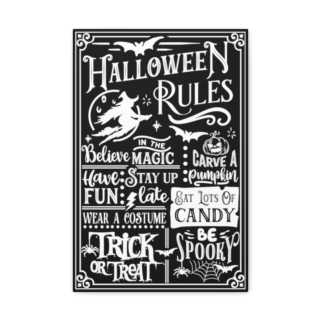 Halloween Rules Haunted Canvas Print Decor Etsy