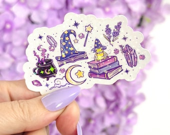 Witch Sticker, Sparkly Cottagecore Sticker