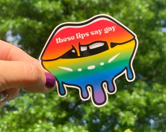 Say Gay Sticker, Kiss Whoever the Fuck You Want, Rainbow Pride Sticker, Coming Out Gift, Gay Pride Gifts, LGBTQIA accessories, Ally Pride