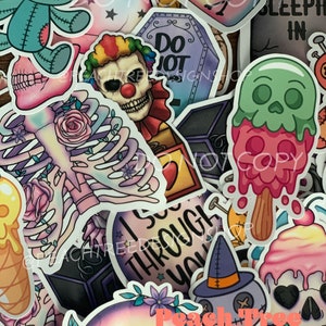 Mystery Spooky Sticker Pack, Scary Gift, Halloween Stickers, Creepy Water bottle sticker, pastel goth, Ghost gift, Halloween sticker bundle