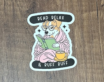 Cute Dog Stickers, Book lover gift, Book Stickers, Reading Vibes, Dogs, Reading Gifts, Cozy Dog Stickers, Dog Mom Gift, Bookish, Bookworm