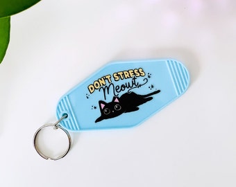 Cat Keychain, Motel Keychain Funny, Cute Cat Gifts, Gifts for Friends, New Home Gift, Retro Keychain Women, Cat Lover Presents, Car Keychain