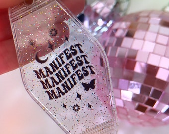 Manifest Keychain, Manifestation Gift, Motel Key Tag, Gift for Best Friend, Witch Gifts, Affirmation Charm, New Driver Keychain, Witchcraft