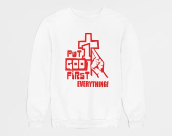 Put God 1st-White Crewneck Sweatshirt