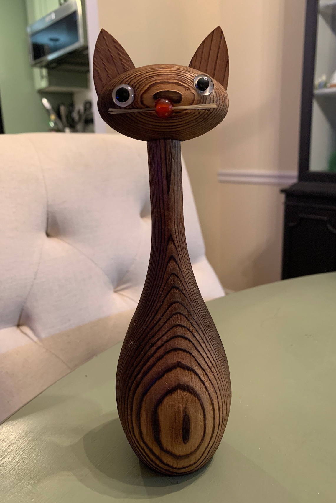 MCM wooden cat Japanese cat figurine Etsy