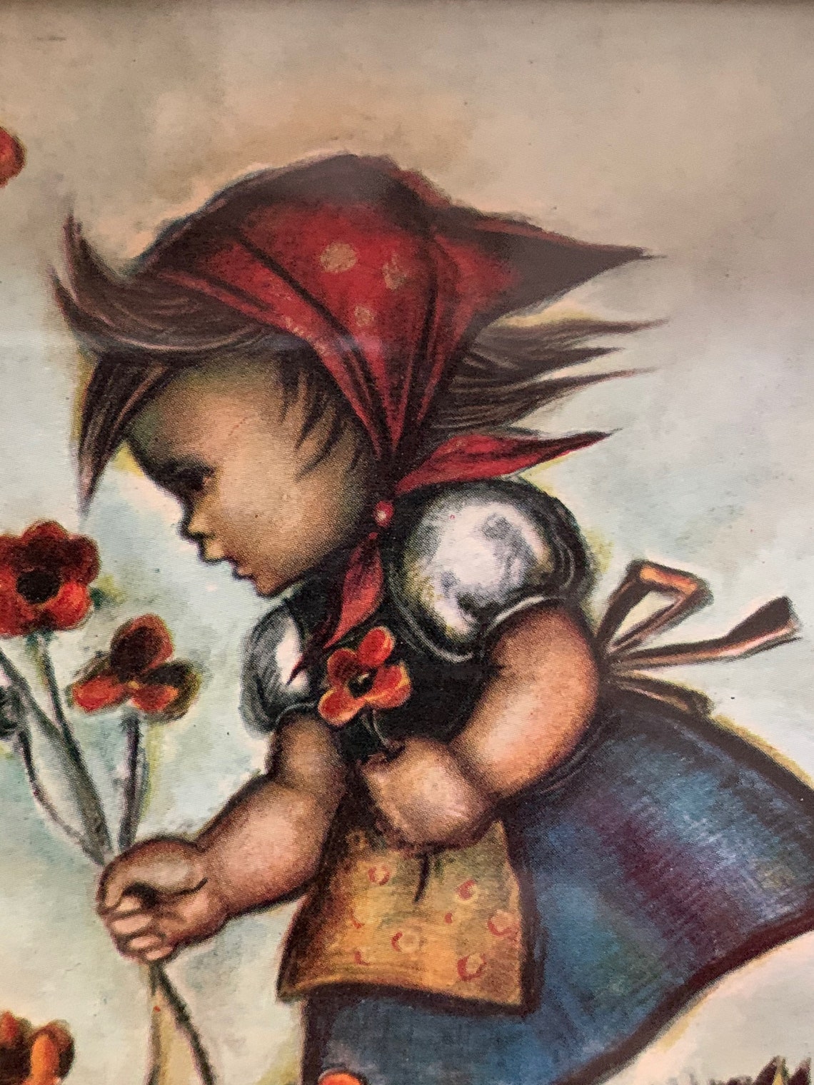 Framed Hummel girl with cat vintage Intercraft Industries Etsy