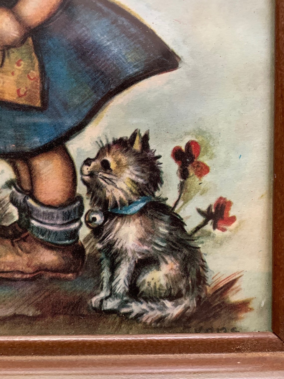 Framed Hummel girl with cat vintage Intercraft Industries Etsy