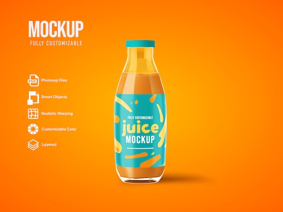 Orange juice bottle mockup