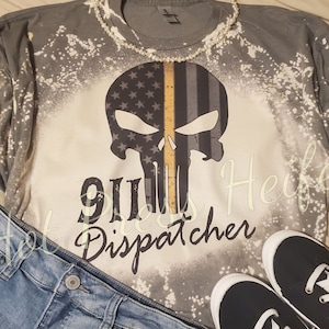 911 dispatcher skull - bleached tee shirt