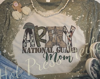 Army National Guard mom - sublimation bleached tee shirt