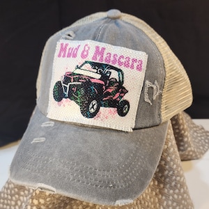 Mud and Mascara hat - criss cross ponytail
