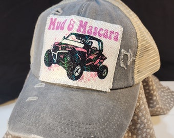 Mud and Mascara hat - criss cross ponytail