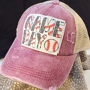 Game day Baseball hat - criss cross ponytail