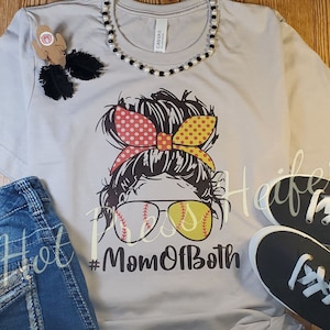 Mom of both- softball and baseball - sublimation tee shirt