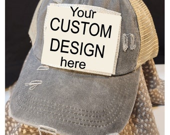 Custom Design hat - criss cross ponytail - sublimation patch
