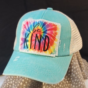 Be Kind hat - criss cross ponytail