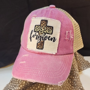 Forgivin cross hat - criss cross ponytail