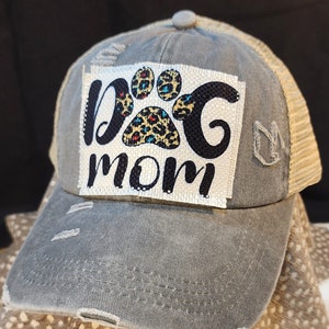 Dog Mom Paw hat - criss cross ponytail
