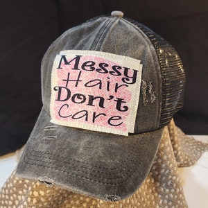 Messy hair don&#39;t care hat - criss cross ponytail