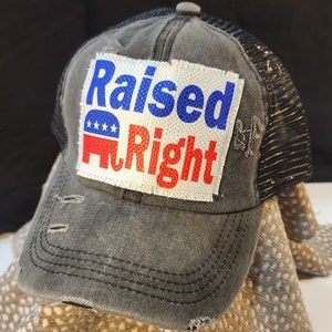 Raised Right hat - criss cross ponytail