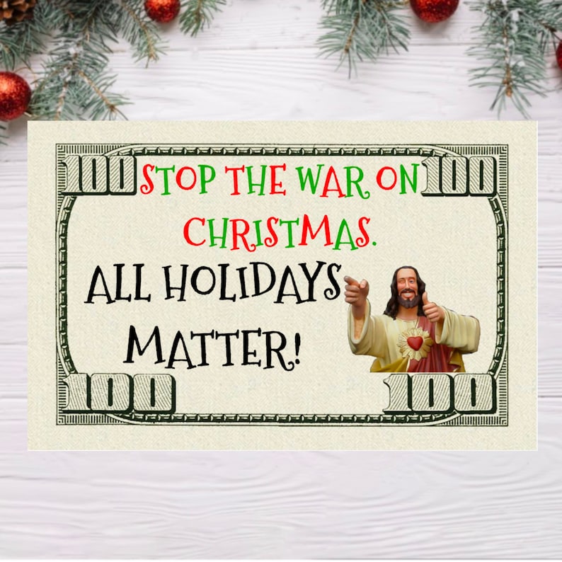 SET OF 10: Hilarious Prank Fake 100 Dollar Bill - Stop the War on Christmas All Holidays Matter Gag Gift image 3