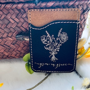 Crecer en gracia billetera de teléfono, billetera de teléfono celular, caja de teléfono de las Escrituras, caja de teléfono cristiano, billetera de teléfono, billetera grabada, regalo espiritual para ella