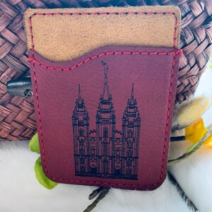 Cartera de teléfono del templo de Salt Lake City, funda de teléfono de las Escrituras, funda de teléfono cristiano, billetera de teléfono, billetera grabada, regalo espiritual para ella