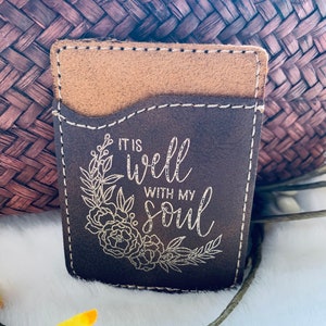 Está bien con la billetera del teléfono celular de mi alma, la funda del teléfono de las Escrituras, la funda del teléfono cristiano, la billetera del teléfono, la billetera grabada, el regalo espiritual para ella
