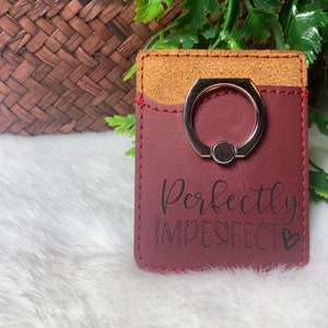 Cartera de teléfono perfectamente Imperfectcell con anillo, funda de teléfono de las Escrituras, funda de teléfono cristiano, anillo de billetera de teléfono, billetera grabada, regalo cristiano