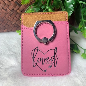 amada billetera de teléfono celular con anillo, funda de teléfono de las Escrituras, funda de teléfono cristiano, anillo de billetera de teléfono, billetera grabada, regalo cristiano