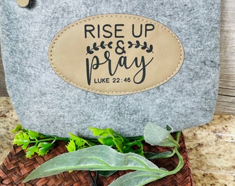rise up and pray zipper pouch, christian gift, cute christian bag, inspirational pouch, bible study pouch, bible journal pouch, felt pouch