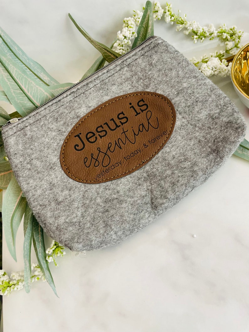 Jesus is Essential Zipper Pouch, Christian Gift, Cute Christian Bag ...