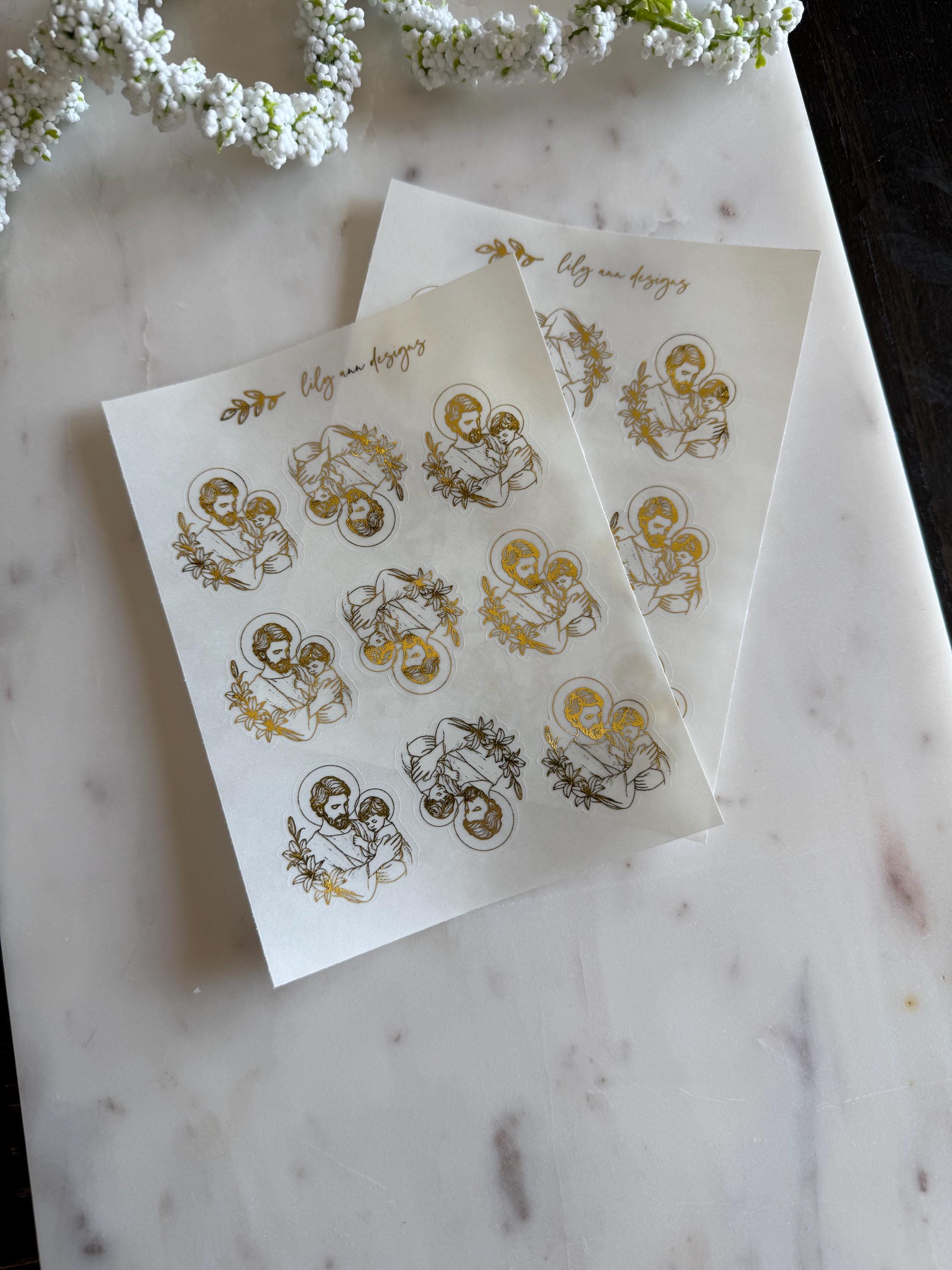 St Joseph Foil Stickers,catholic Foil Stickers, Rose Gold Foil, Gold ...