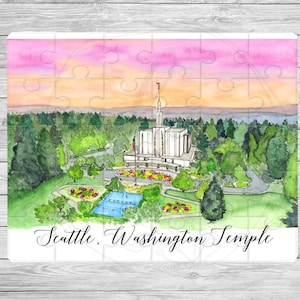 Seattle temple puzzles, religious puzzle, Christian puzzle, lds games, bible puzzle, lds gifts for kids, mormon gifts, lds gifts for women
