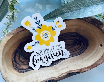 not perfect just forgiven laptop sticker,christian sticker,bible verse sticker,christian decal,faith stickers,vinyl stickers,christian gifts